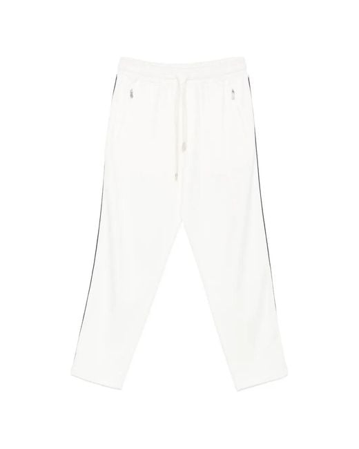 Eleventy White Side-Stripe Track Pants for men