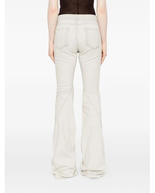 Rick Owens White Bias Zip-Up Flared Jeans