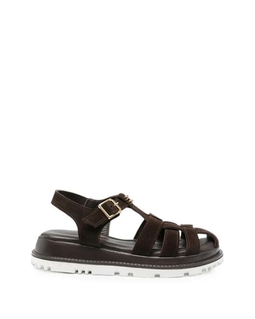 SERGIO MORETTI FIRENZE Black Buckle-Fastening Caged Sandals