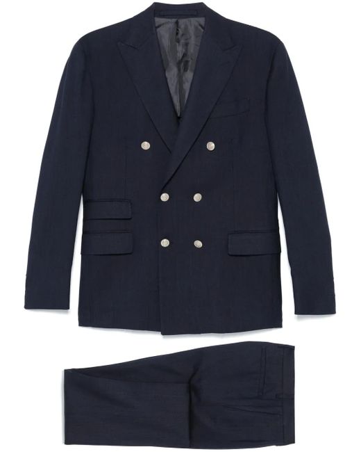 Eleventy Blue Peak-Lapels Suit for men