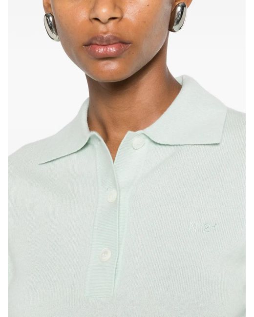 N°21 White Logo-Embroidered Polo Top