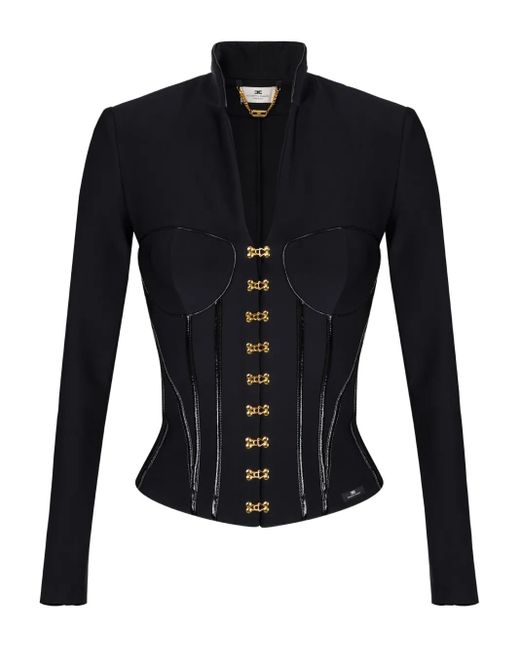 Elisabetta Franchi Blue Structured Jacket With Corset Silhouette