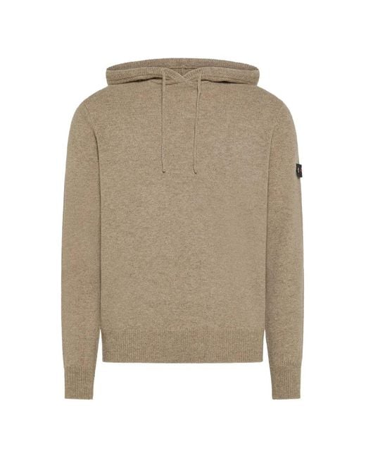 Peuterey Natural Logo-Patch Drawstring Knitted Hoodie for men