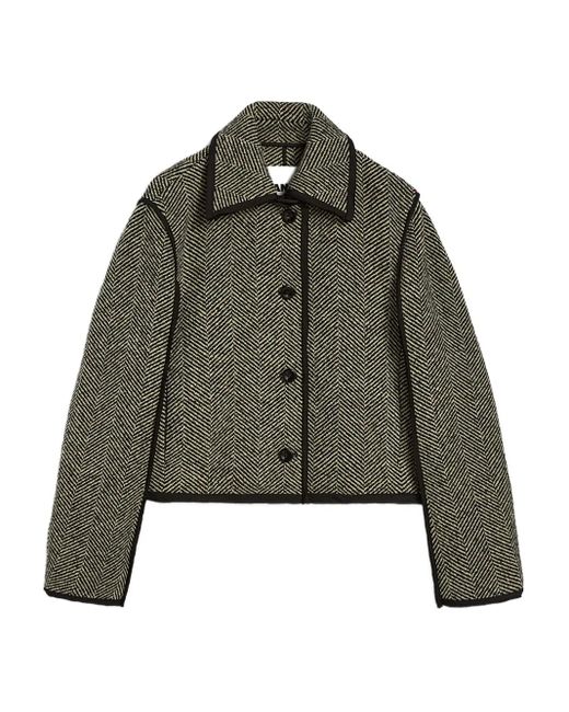 Jil Sander Green Sakko Mit Fischgrätenmuster