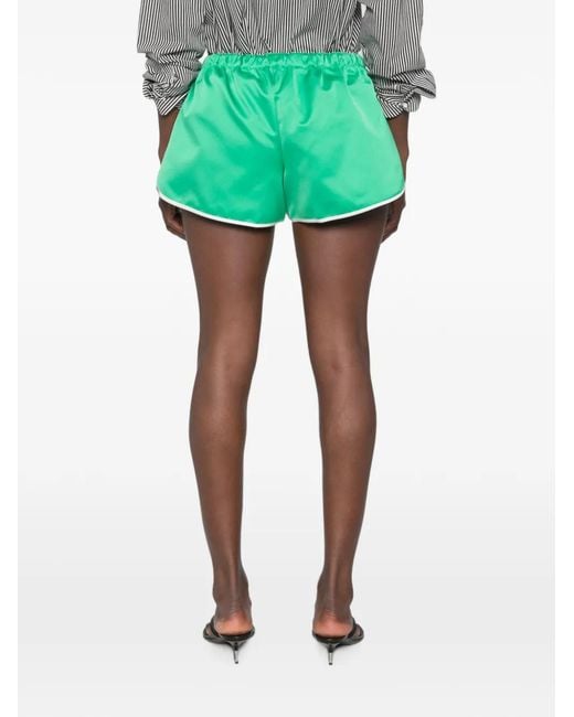 Frankie Shop Green Cielo Contrast-Trim Elasticated-Waist Shorts