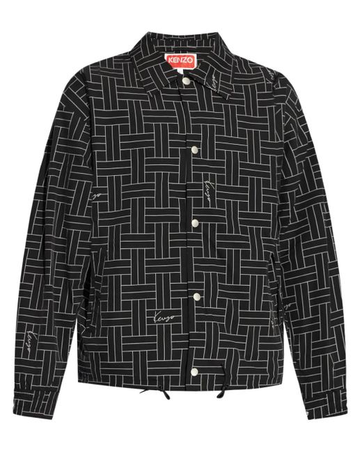 KENZO Windjack Met Geweven Print in het Black voor heren
