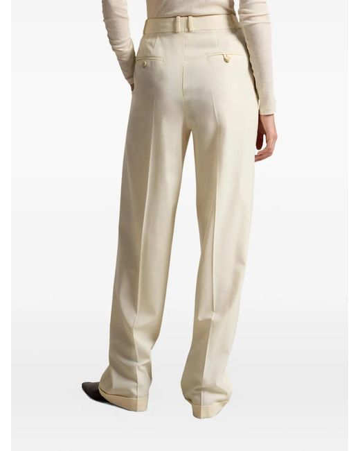 Polo Ralph Lauren White Pleated Wide-Leg Trousers