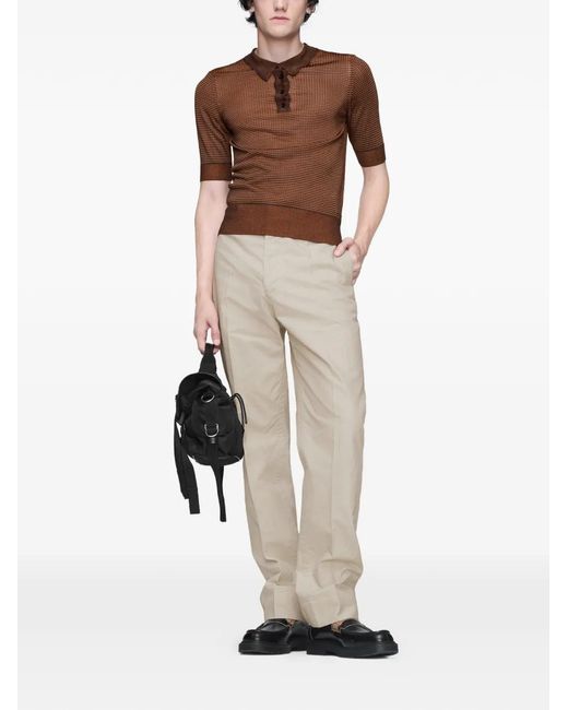 Maison Margiela Natural Creased Cotton Silk Trousers for men