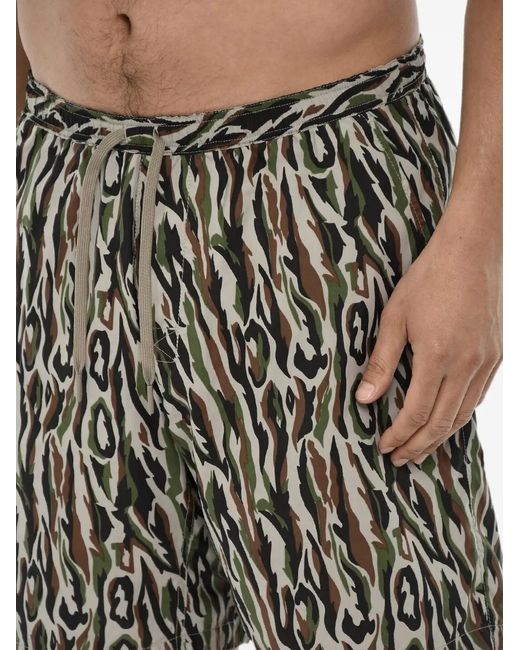 Woolrich Black Patterned Drawstring Swim Shorts for men