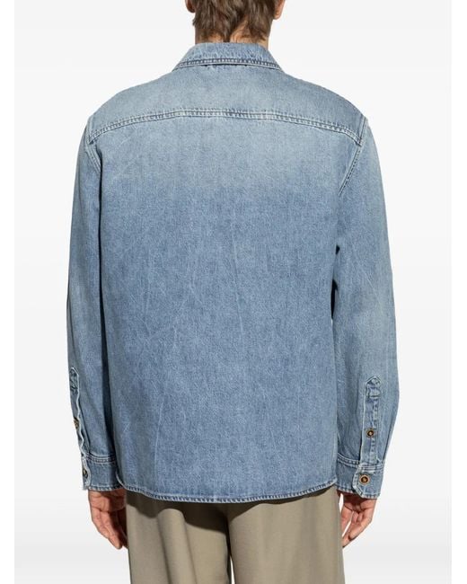 Versace Blue Zipped Chest-Pockets Shirt for men