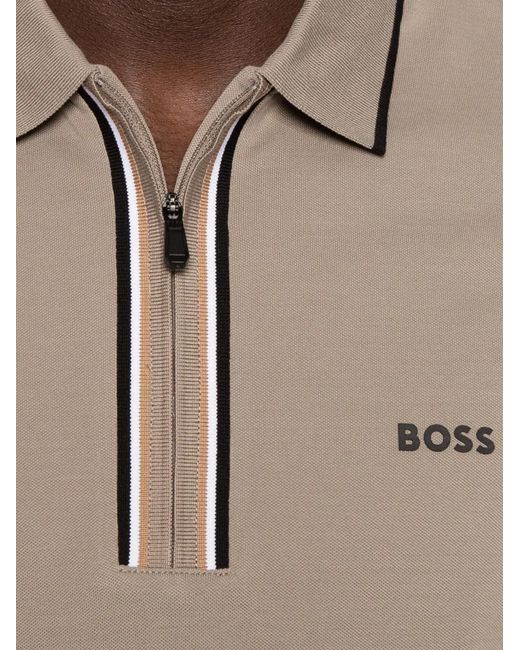 Boss Natural Philix Zip-Fastening Polo Shirt for men