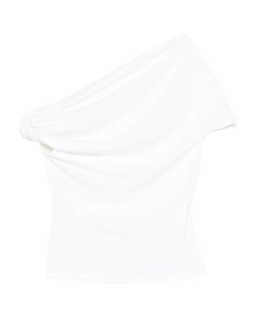 Paris Georgia White Ida One-Shoulder Draped Top