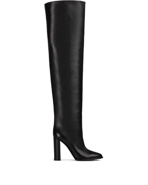 Le Silla Black 110Mm Elsa Block-Heel Leather Boots