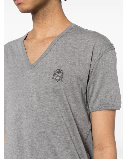 Camiseta con logo bordado Dolce & Gabbana de hombre de color Gray