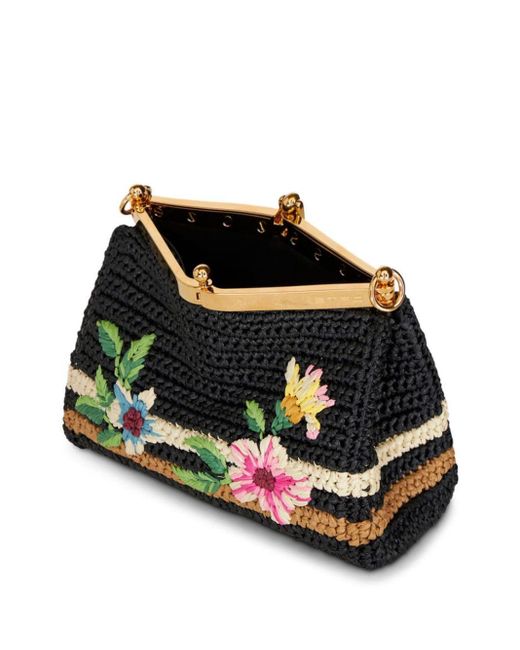 Etro Black Vela Floral-embroidered Crossbody Bag