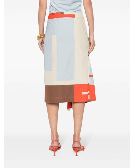 Jupe mi-longue à design colour block Fendi en coloris White