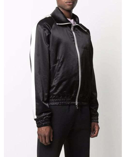 Amiri Black Zip-Up Satin Track Jacket for men