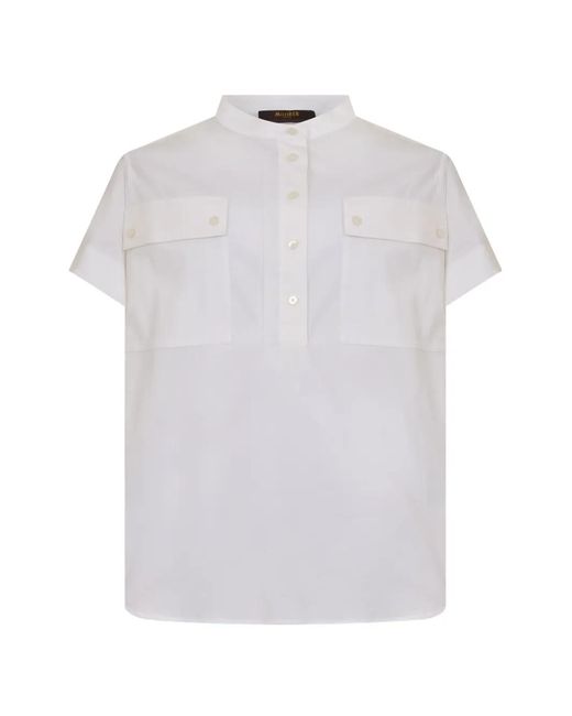 Moorer White Short-Sleeve Blouse