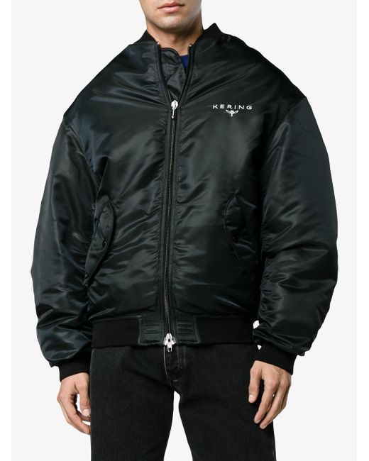 Lyst - Balenciaga Embroidered Kering Bomber Jacket in Black for Men