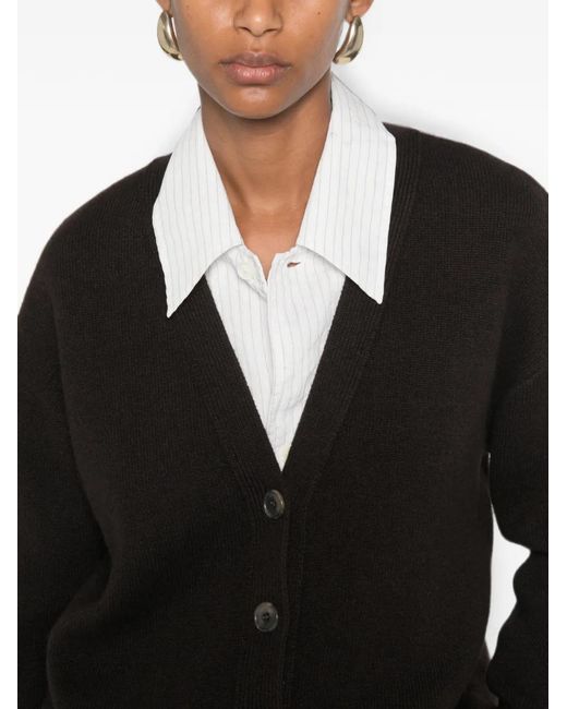 Lisa Yang Black Amery V-Neck Button-Down Cardigan