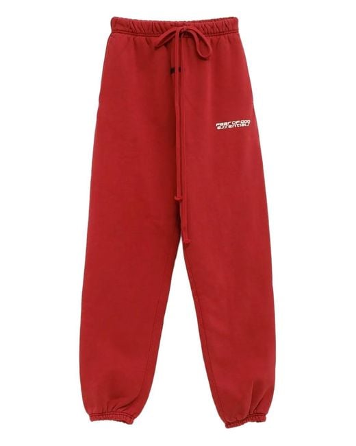 Pantaloni Sportivi Con Coulisse E Stampa Logo di Fear Of God in Red da Uomo