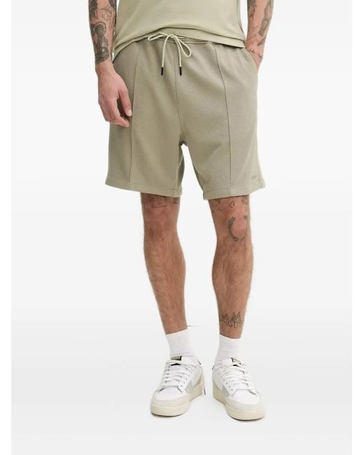HUGO Natural Drawstring Textured Shorts for men