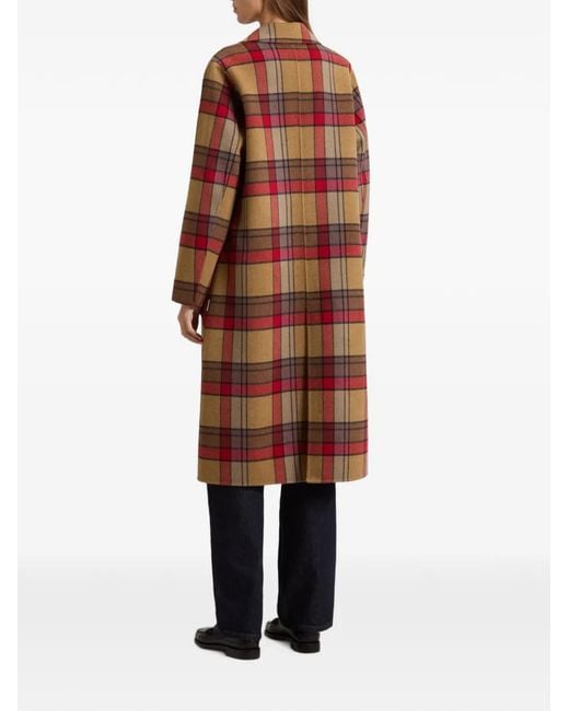 Woolrich Brown Check-Pattern Virgin Wool Coat