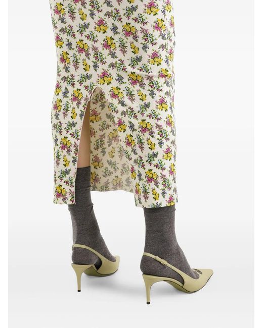 Dolce & Gabbana Metallic Floral-Print Pencil Skirt