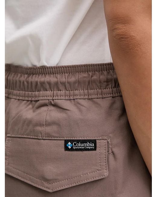 Columbia Brown Roc Drawstring-Waist Patch-Pocket Shorts