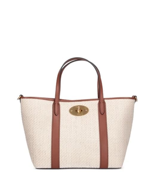 Mulberry White Bayswater Woven Mini Tote Bag
