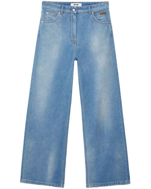 MSGM Blue Low-Rise Wide-Leg Jeans