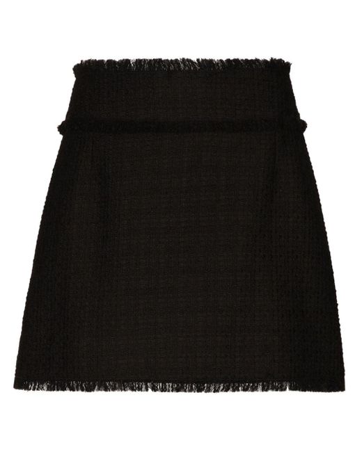 Dolce & Gabbana Black High-waist Tweed Miniskirt