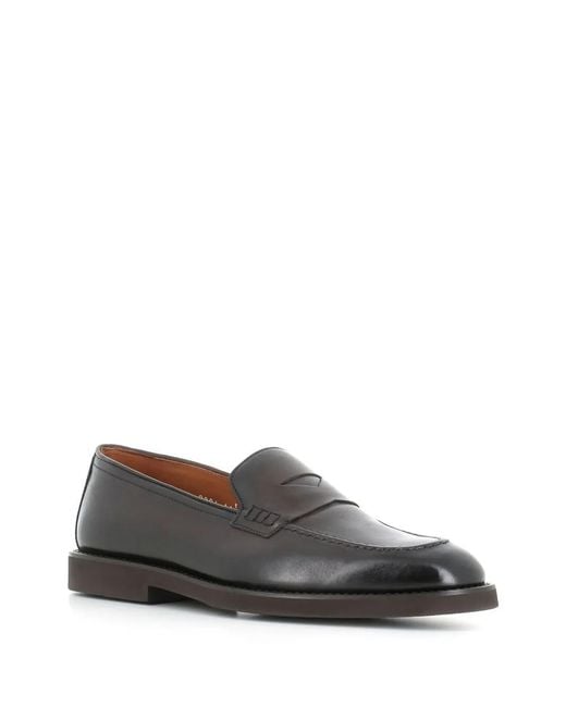 Doucal's Gray Leather Loafers for men