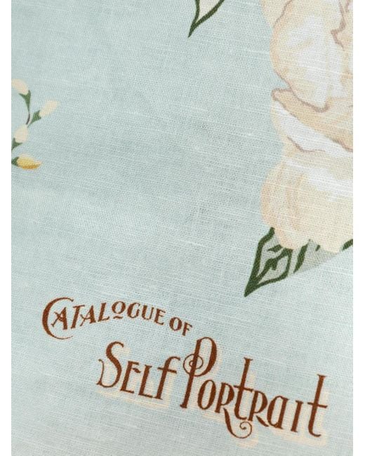Self-Portrait Blue Floral-Print Shorts