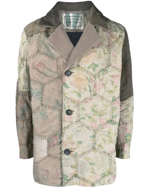 By Walid Gray Jacob Quilted Pea Coat for men