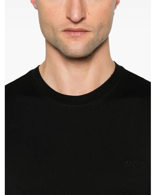 Zegna Black Cotton T-Shirt for men