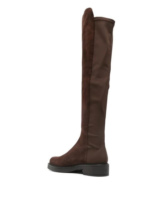 Stuart Weitzman Brown Suede Stretch-Knit Boots