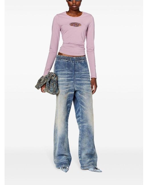 DIESEL T-Angie-Ls Jersey T-Shirt in Pink | Lyst
