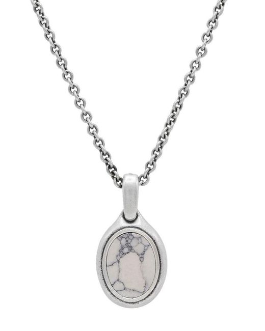 John Varvatos Metallic Oval Howlite Pendant Necklace for men