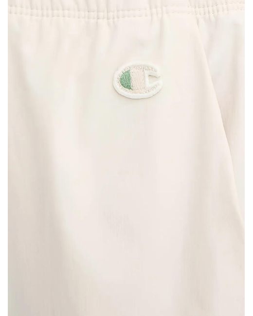 Champion White Logo-Patch Track Pants