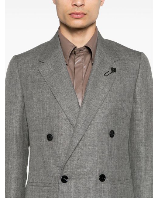 Double-breasted wool-blend suit Lardini pour homme en coloris Gray