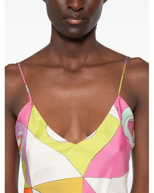 Emilio Pucci Pink V-Neck Mini Top With Thin Straps
