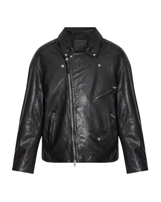 AllSaints Black Zip-Up Biker Jacket for men