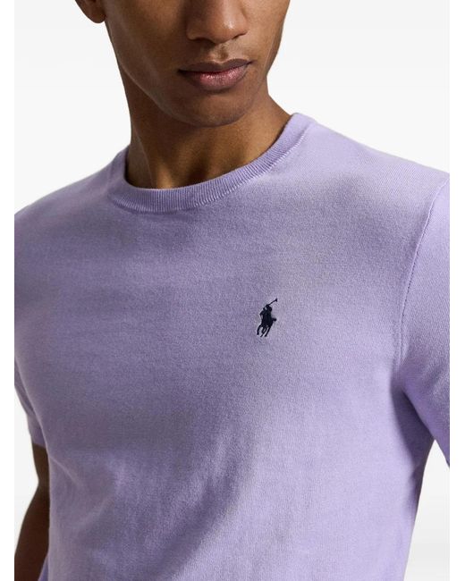 Polo Ralph Lauren Purple Pull En Maille Fine À Logo Brodé for men