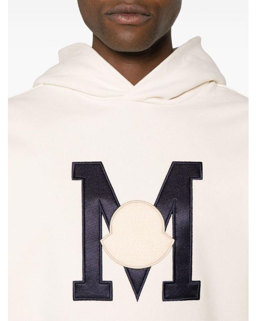 Moncler Natural Logo-patch Cotton Hoodie for men