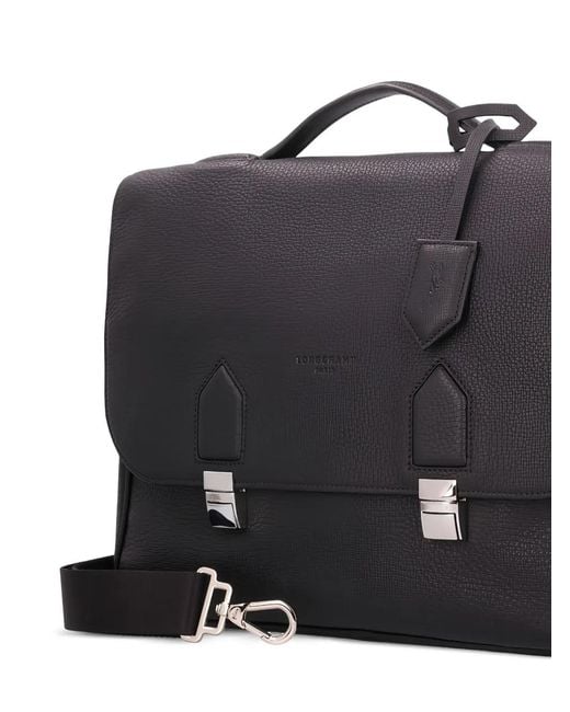 Longchamp Black Ulysse Leather Briefcase