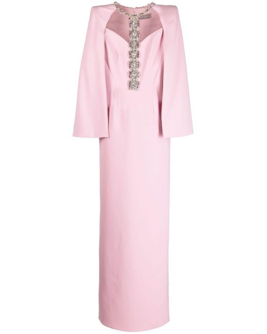Jenny Packham Pink Lucille Crystal-embellished Long Dress