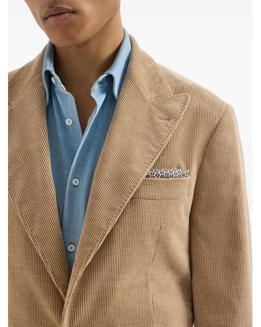Brunello Cucinelli Gray Silk Geometric Pattern Pocket Square for men