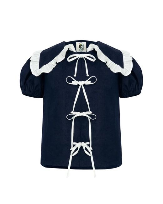 Blusa Puff Sleeper de color Blue