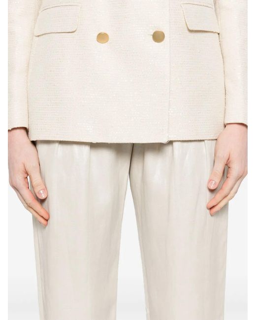 Giorgio Armani White Pleat-Detail Trousers